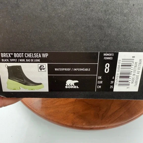 Sorel Brex Chelsea Waterproof Boot Black Tippet Neon Green W 8 Leather Gorpcore - Picture 11 of 11